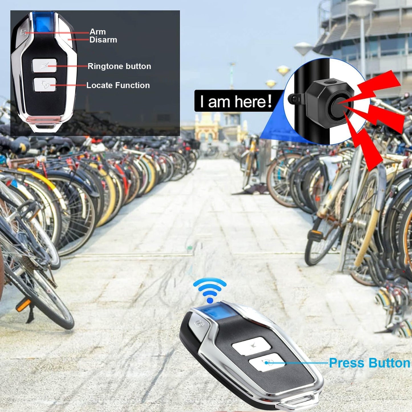 YASONG USB Rechargeable Bike Alarm Wireless Anti Theft Motorcycle Bicycle Alarm System with Remote Motion and Mount Waterproof Vibration Alarm System for Ebike Electric Bike Scooter Car (1 Pack)