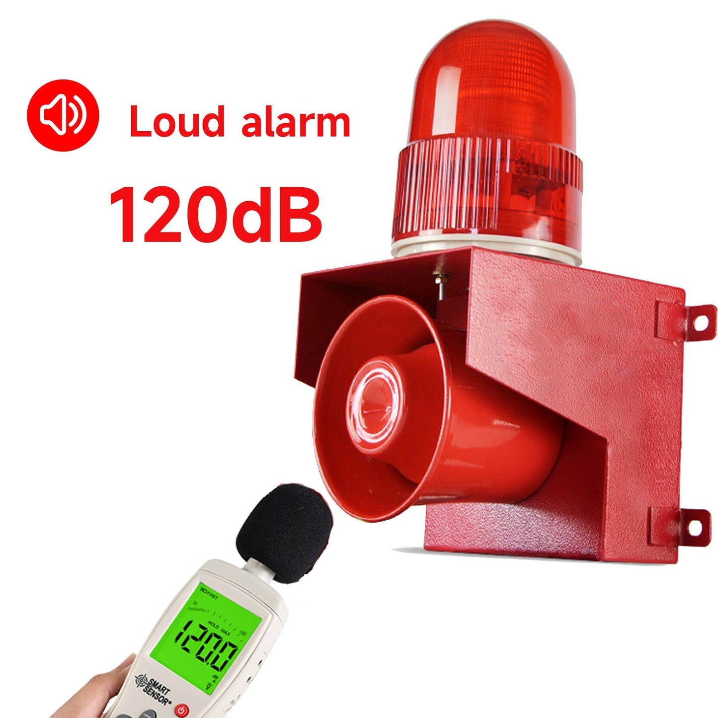 YASONG Siren Alarm with Led Strobe Light 120dB Loud Horn 25W Alarm System for Factories, Docks, Transportation and Ports SLB-01