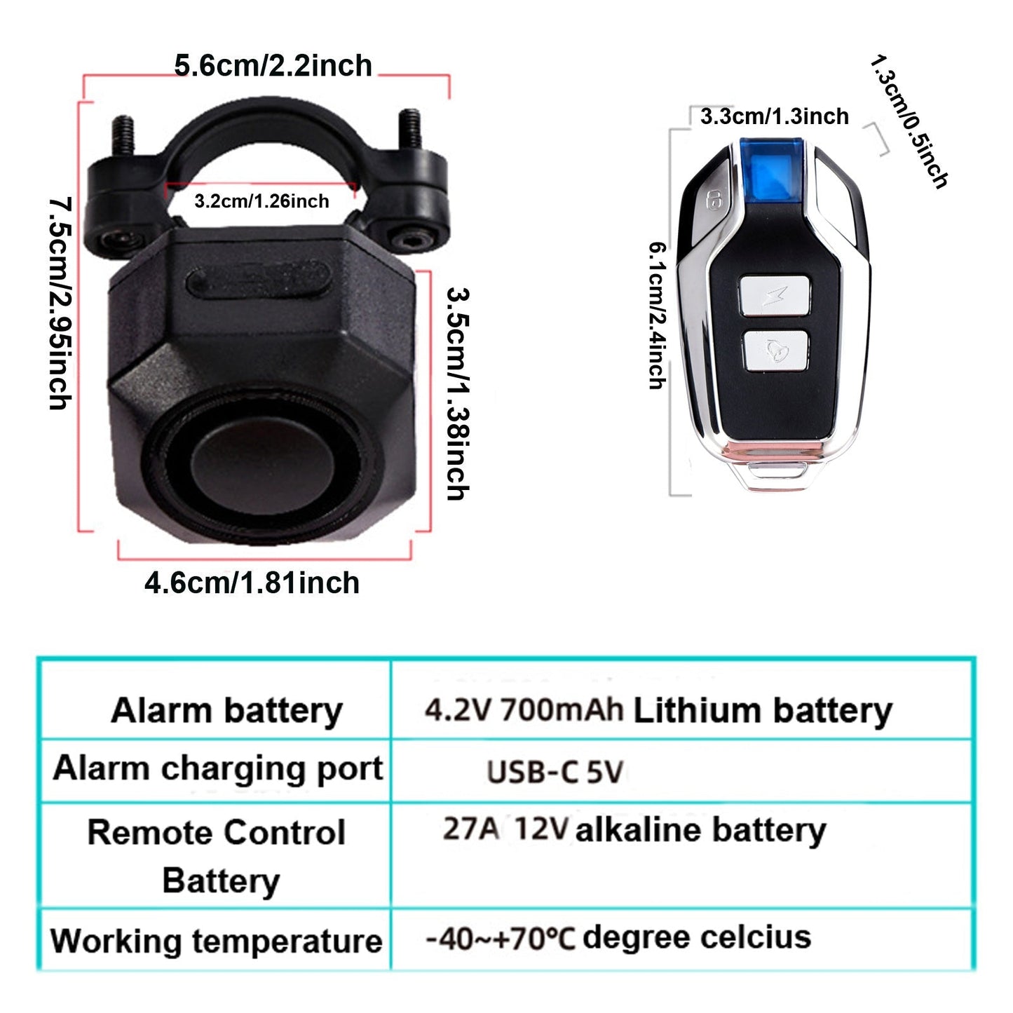 YASONG USB Rechargeable Bike Alarm Wireless Anti Theft Motorcycle Bicycle Alarm System with Remote Motion and Mount Waterproof Vibration Alarm System for Ebike Electric Bike Scooter Car (1 Pack)