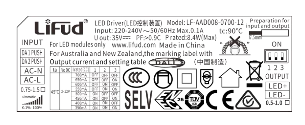 [China] LIFUD AAD series CC DALI Dimming Driver - DelightLighting