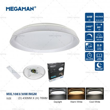 MEGAMAN BALLAO 30W LED Ceiling Light Fitting with Remote Control x5Pcs - DelightLighting