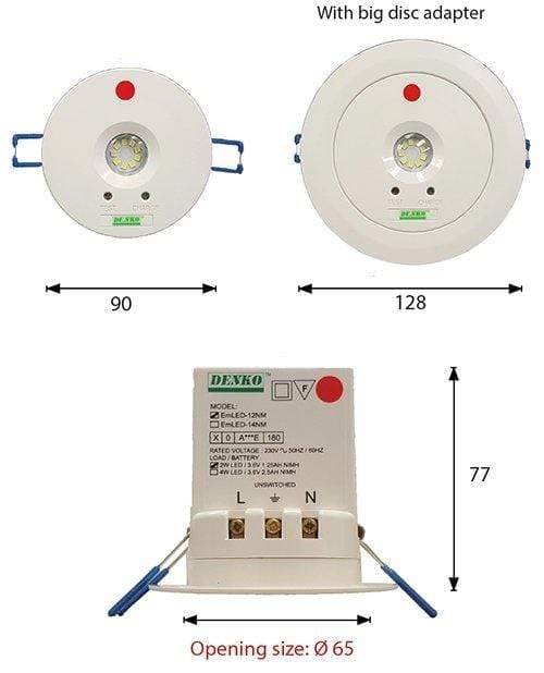 DENKO EXIT/Emergency Denko LED Recessed Emergency Light - UFO