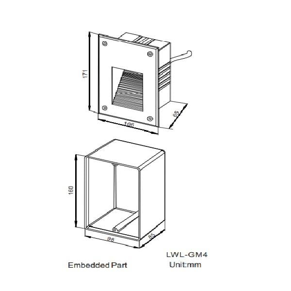 T1 Fixture [China] LED BF Series Square Recessed Outdoor Wall Light