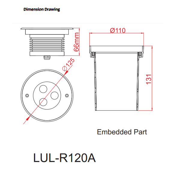 T1 Fixture [China]LED R120A Series IP67 Underground Light