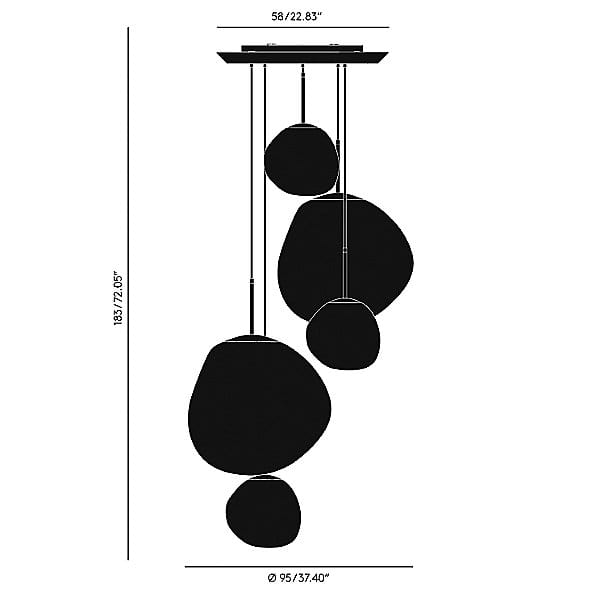 y1 Home Decore [USA] Tom Dixon Melt Large Round Multi-Light Pendant Light